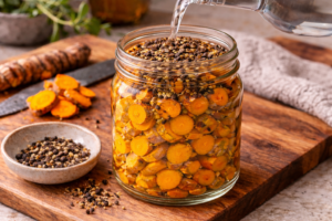 Pour vodka over the turmeric until fully covered